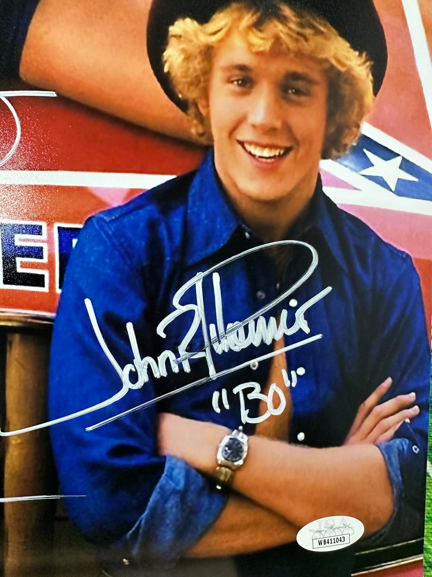 Catherine Bach ,Tom Wopat ,John Schneider "Duke Of Hazzard "Hand Signed 11X14 Photo W/ COA JSA