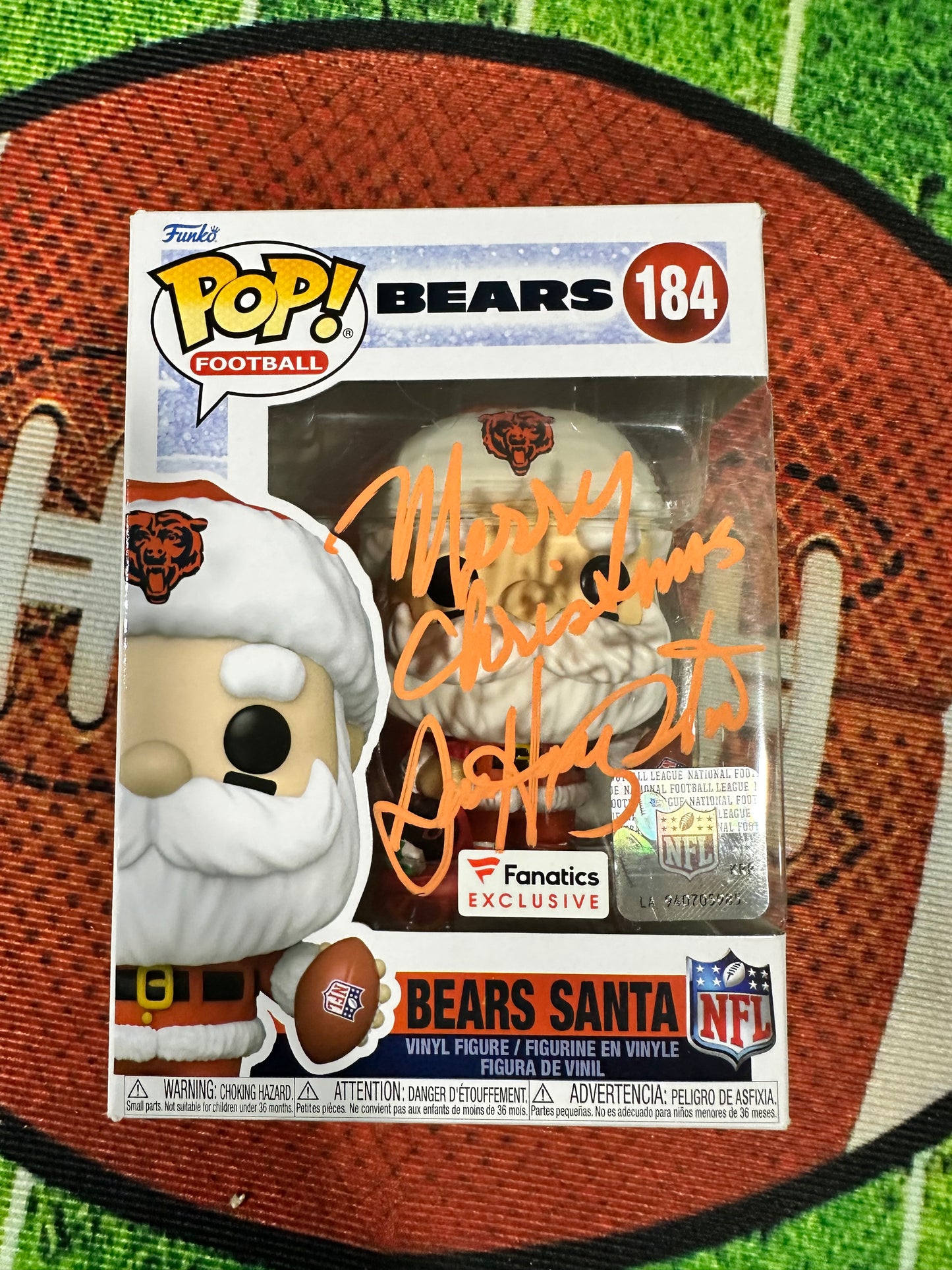 Dan Hampton Chicago Bears Hand Signed Funko Pop W/Inscription # 184 W/ COA JSA