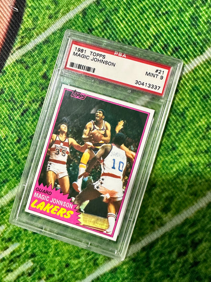 1981 Magic Johnson Los Angeles Lakers RC Topps Card # 21  - PSA 9