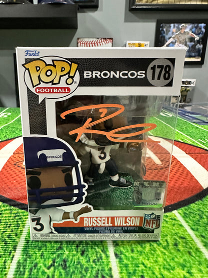 Russell Wilson Denver Broncos QB Hand Signed Funko Pop # 178 W/ COA