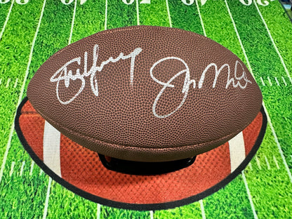 Joe Montana / Steve Young HOF San Francisco 49ers Hand Signed Wilson Ball W/ COA