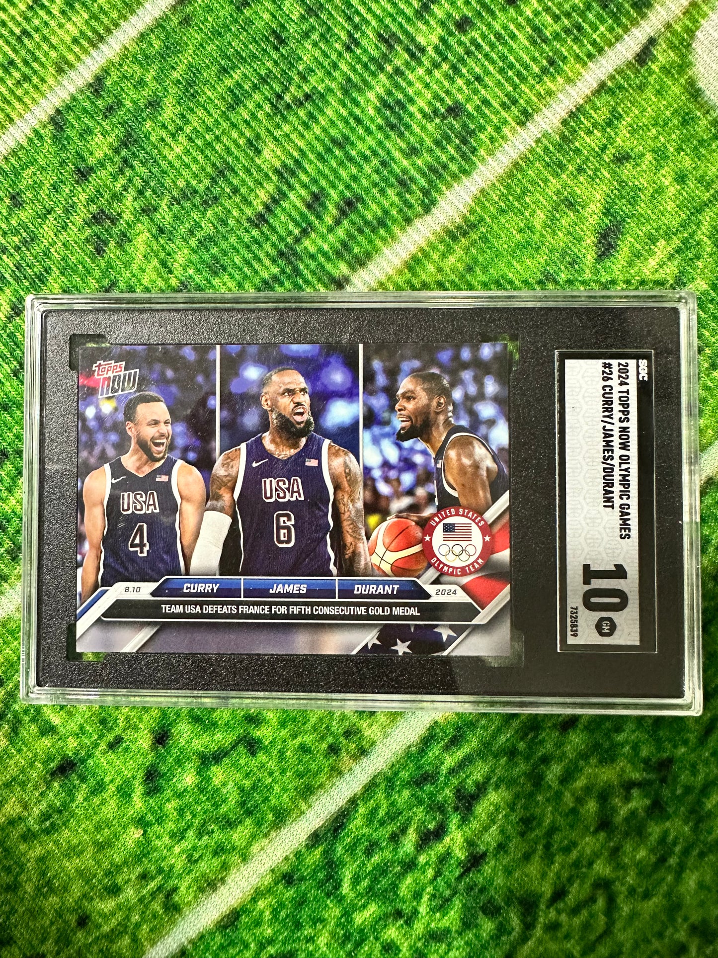 2024 Steph Curry / Kevin Durant / Lebron James Topps Now Olympic # 26 - SGC 10
