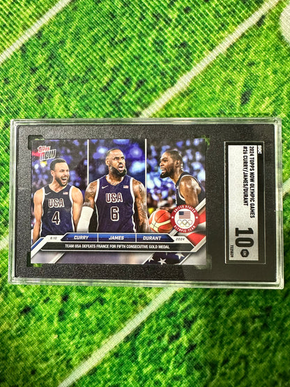 2024 Steph Curry / Kevin Durant / Lebron James Topps Now Olympic # 26 - SGC 10
