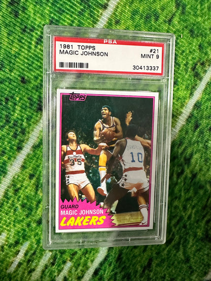 1981 Magic Johnson Los Angeles Lakers RC Topps Card # 21  - PSA 9