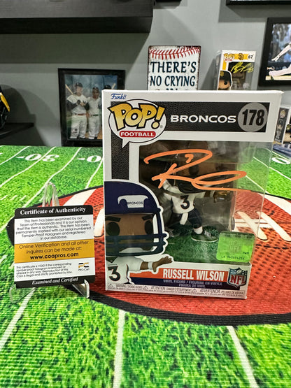 Russell Wilson Denver Broncos QB Hand Signed Funko Pop # 178 W/ COA