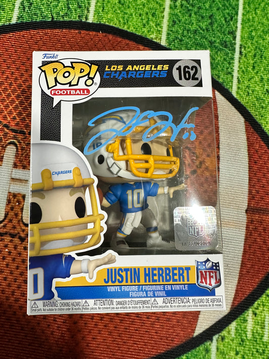 Justin Herbert Los Angeles Chargers QB Hand Signed Funko Pop #162 W/ COA