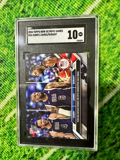 2024 Steph Curry / Kevin Durant / Lebron James Topps Now Olympic # 26 - SGC 10