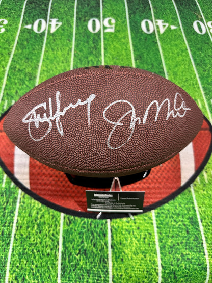 Joe Montana / Steve Young HOF San Francisco 49ers Hand Signed Wilson Ball W/ COA