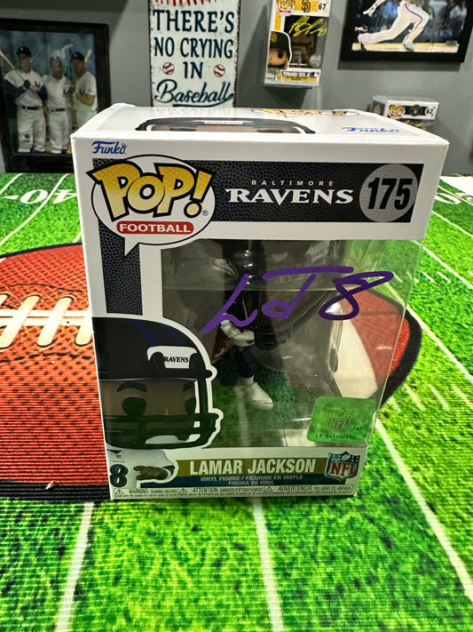 Lamar Jackson Baltimore Ravens QB Hand Signed Funko Pop # 175 W/ COA
