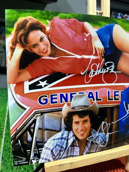 Catherine Bach ,Tom Wopat ,John Schneider "Duke Of Hazzard "Hand Signed 11X14  Photo  W/ COA JSA