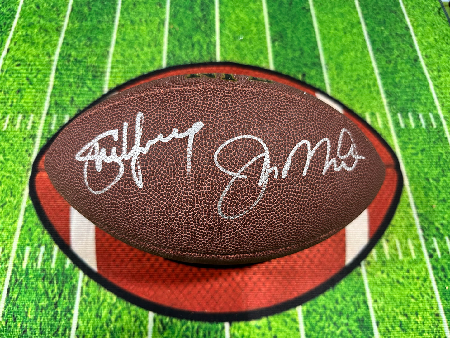 Joe Montana / Steve Young HOF San Francisco 49ers Hand Signed Wilson Ball W/ COA